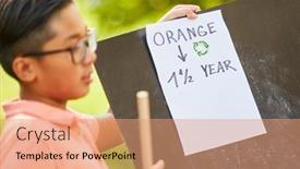  Presentation with child protection - Theme having child-learns-environmental-protection background and a coral colored foreground