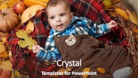  Presentation with fall season - Colorful slide deck enhanced with child lie on red tartan backdrop and a tawny brown colored foreground