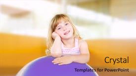  Presentation with gym ball - Colorful PPT theme enhanced with child little girl with gym backdrop and a gold colored foreground