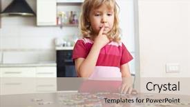  Presentation with children - Beautiful PPT theme featuring child lonly - children with laptop at home backdrop and a  colored foreground