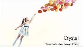  Presentation with balloons - Colorful slide set enhanced with child lonly - image of little pretty girl backdrop and a cream colored foreground