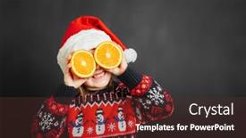  Presentation with black child - PPT theme featuring child-looking-at-christmas-present background and a tawny brown colored foreground