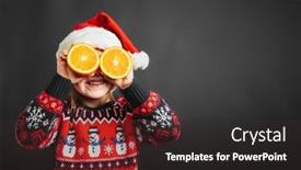  Presentation with black child - Colorful slide deck enhanced with child-looking-at-christmas-present backdrop and a dark gray colored foreground