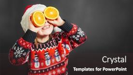  Presentation with black child - Beautiful PPT theme featuring child-looking-at-christmas-present backdrop and a dark gray colored foreground