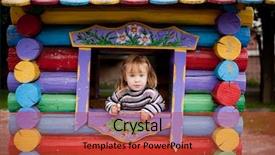  Presentation with playground - Presentation theme having child looking out kid house background and a red colored foreground