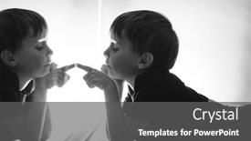  Presentation with history child - Presentation design enhanced with child-looks-at-himself background and a dark gray colored foreground