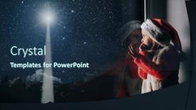  Presentation with christmas jesus christ - Presentation theme consisting of child-looks-out-the-window background and a ocean colored foreground