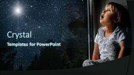  Presentation with night sky - Presentation featuring child-looks-out-the-window background and a navy blue colored foreground