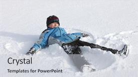  Presentation with angel - Presentation theme with child makes a snow angel background and a light gray colored foreground