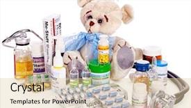  Presentation with child medicine - PPT theme enhanced with child medicine and teddy bear isolated background and a lemonade colored foreground