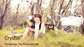  Presentation with imagination - Cool new slide deck with child-near-the-woods-using backdrop and a yellow colored foreground