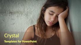  Presentation with sad teen - Amazing PPT theme having teen sad - tired and lonely hispanic girl backdrop and a tawny brown colored foreground