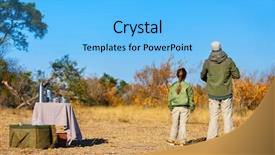  Presentation with safari - Theme enhanced with father and child on africa background and a light blue colored foreground