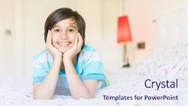  Presentation with bed - Beautiful theme featuring child on bed in bedroom backdrop and a  colored foreground