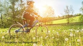  Presentation with safe - Theme having child-on-bike-in-park background and a yellow colored foreground