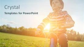  Presentation with safe - Colorful theme enhanced with child-on-bike-in-park backdrop and a sky blue colored foreground