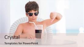  Presentation with angry child - Presentation design featuring child on holidays drinking soda background and a lemonade colored foreground
