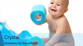  Presentation with toilet training - Cool new PPT theme with child on potty play backdrop and a cyan colored foreground