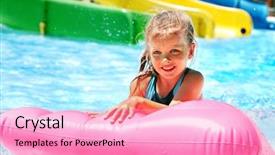  Presentation with summer holiday - Slides having child on water slide background and a lemonade colored foreground