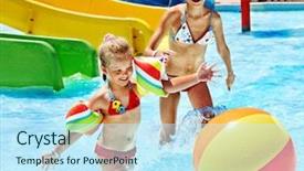  Presentation with child drinking water from glass - Beautiful slide deck featuring child on water slide backdrop and a sky blue colored foreground