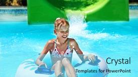  Presentation with water park - Audience pleasing presentation consisting of child on water slide backdrop and a arctic colored foreground