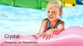  Presentation with water park - Presentation theme featuring coins on financial charts business and financial concept background and a sky blue colored foreground