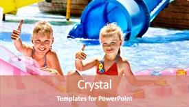 Presentation with summer holiday - Slides enhanced with child on water slide background and a coral colored foreground