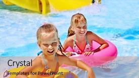  Presentation with child drinking water from glass - Slides having child on water slide background and a coral colored foreground