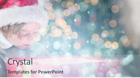  Presentation with blue swoosh abstract design - Cool new theme with child opening his christmas present backdrop and a sky blue colored foreground