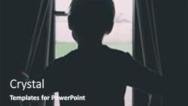  Presentation with curtains - Slide deck with child-opens-the-curtains background and a dark gray colored foreground