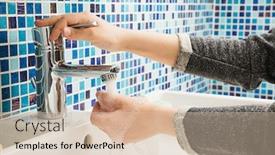  Presentation with water tap - Presentation enhanced with child-opens-water-tap background and a lemonade colored foreground