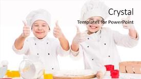  Presentation with no faces - Beautiful presentation featuring child ot - funny little cooks with thumbs backdrop and a sky blue colored foreground