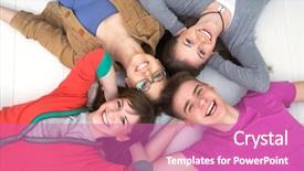  Presentation with good things sometimes take time - PPT layouts with child ot - portrait ot four studients having background and a coral colored foreground