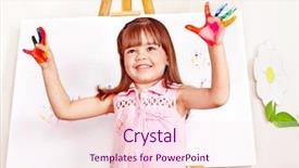  Presentation with child care - Audience pleasing theme consisting of child paint picture in preschool backdrop and a  colored foreground