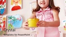  Presentation with child care - Audience pleasing presentation theme consisting of child-paint-picture-in-preschool backdrop and a lemonade colored foreground