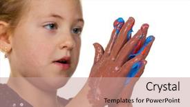  Presentation with play therapy - Amazing slide deck having child paints with finger paints backdrop and a coral colored foreground