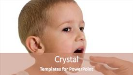  Presentation with patient and doctor - Beautiful PPT theme featuring child patient at throat doctor backdrop and a coral colored foreground