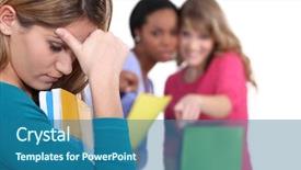  Presentation with physical child abuse - Theme featuring child physical abuse - female student being bullied background and a ocean colored foreground