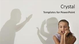  Presentation with domestic violence - Slides having child physical abuse - little girl and silhouettes background and a light gray colored foreground
