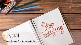  Presentation with abuse child - Amazing slide set having child physical abuse - notebook with text stop bullying backdrop and a lemonade colored foreground