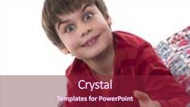  Presentation with computer games - Presentation theme having child play games on tablet computer partly isolated background and a violet colored foreground