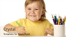  Presentation with crayons - PPT theme consisting of child play with colorful crayon background and a yellow colored foreground