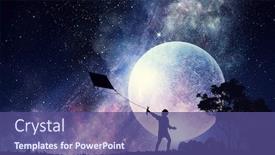  Presentation with kite - Slide set enhanced with child play with kite mixed media background and a violet colored foreground