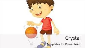  Presentation with basketball - Colorful slide set enhanced with child playing basketball - eps backdrop and a  colored foreground