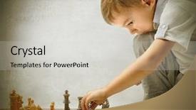  Presentation with chess - PPT theme enhanced with child playing chess background and a light gray colored foreground