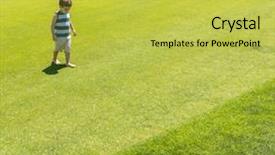  Presentation with green pharmaceuticals - Colorful presentation enhanced with child playing golf - little kid running on green backdrop and a  colored foreground