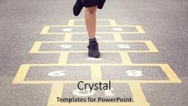  Presentation with playground - Cool new PPT theme with child playing hopscotch on school backdrop and a lemonade colored foreground
