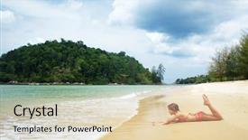  Presentation with tropical - Presentation design consisting of child-playing-on-a-tropical background and a lemonade colored foreground