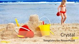  Presentation with beach ball - Slide set consisting of child playing on beach background and a lemonade colored foreground