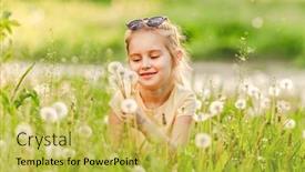  Presentation with meadow - Amazing PPT theme having child-playing-on-the-nature backdrop and a yellow colored foreground